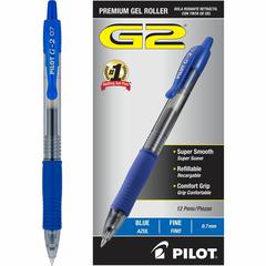 G2 Premium Gel Ink Retractable Pens - Refillable - Retractable - Blue Ink - Gel-based - Clear Barrel - 1 Dozen