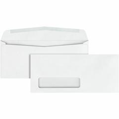 Quality Park No. 10 Single Window Business Envelopes with Embossed Ridges - Single Window - #10 - 4 1/8" Width x 9 1/2" Length - 24 lb - Gummed - Poly - 500 / Box - White