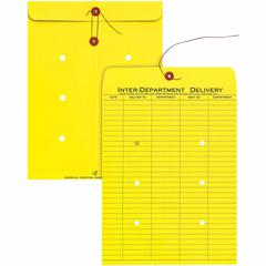 Quality Park 10 x 13 Inter-Departmental Envelopes - Inter-department - 10" Width x 13" Length - 28 lb - String/Button - Yellow - 100 / Box