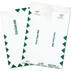 Survivor&reg; 9 x 12 DuPont Tyvek First Class Border Mailers with Self-Seal Closure - First Class Mail - #10 1/2 - 9" Width x 12" Length - 14 lb - Peel & Seal - White - Tyvek - 100 / Box
