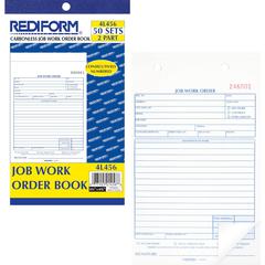 Rediform 2-part Job Work Order Book - 50 Sheet(s) - 2 PartCarbonless Copy - 5.50" x 8.50" Sheet Size - Assorted Sheet(s) - Blue, Red Print Color - 1 Each