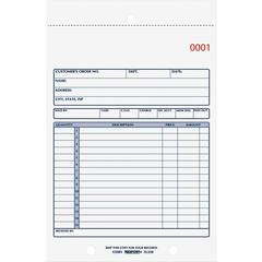 Rediform 2-Part Carbonless Sales Forms - 50 Sheet(s) - Stapled - 2 Part - Carbonless Copy - 5.50" x 7.87" Sheet Size - 2 x Holes - Assorted Sheet(s) - Blue Print Color - 1 Each