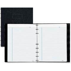 Rediform NotePro Twin-wire Composition Notebook - 150 Sheets - Twin Wirebound - 7 1/4" x 9 1/4" - White Paper - Black Lizard Cover - Micro Perforated, Self-adhesive, Pocket, Index Sheet, Acid-free, Ha