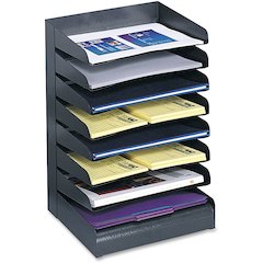 Safco Slanted Shelves Steel Desk Tray Sorter - 8 Tier(s) - Desktop - Durable - Powder Coated - Black - Steel - 1 Each