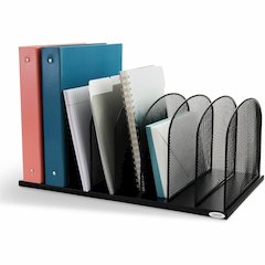 Safco Mesh Desk Organizers - 8 Compartment(s) - Compartment Size : 2" - 8.25" Height x 19.25" Width x 11.50" Depth - Desktop - Powder Coated - Black - Steel - 1 Each