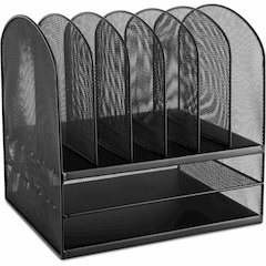 Safco Onyx 2 Horizontal/6 Upright Desk Organizer - 8 Compartment(s) - 13" Height x 13.25" Width x 11.50" Depth - Desktop - Black - Steel - 1 Each
