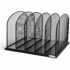 Safco Mesh Desk Organizers - 5 Compartment(s) - Compartment Size : 2" - 8.25" Height x 12.50" Width x 11.25" Depth - Desktop - Powder Coated - Black - Steel - 1 Each