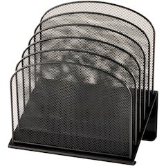 Safco Onyx Wire Mesh Desktop Organizer - 5 Compartment(s) - Compartment Size : 1" - 12" Height x 11.25" Width x 7.25" Depth - Desktop - Powder Coated - Black - Steel - 1 Each
