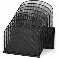Safco Onyx Wire Mesh Desktop Organizer - 8 Compartment(s) - Compartment Size : 1" - 14" Height x 11.75" Width x 10.75" Depth - Desktop - Powder Coated - Black - Steel - 1 Each