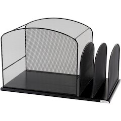 Safco Onyx 2 Upright Sections Hanging File - 11.25" Height x 19.37" Width x 11.37" Depth - Desktop - Black - Steel - 1 Each