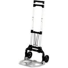 Safco Stow-Away Hand Truck - Telescopic Handle - 110 lb Load Capacity - 4 Casters - 5" Caster Size - Aluminum - 16.25" Width x 25" Depth x 39.50" Height - Aluminum Frame - Silver, Black - 1 Each