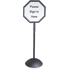 Safco Write Way Dual-sided Directional Sign - 1 Each - 22.5" Width x 65" Height x 18" Depth - Octagonal Shape - Both Sides Display, Magnetic, Durable - Steel - Indoor, Outdoor, Office - Black