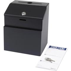 Safco Steel Suggestion Box - External Dimensions: 7.2" Width x 6" Depth x 8.5" Height - 25 x Card - Key Lock Closure - Steel - Black - No - 1 Each