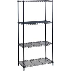 Safco Industrial Wire Shelving - 48" Width x 18" Depth x 72" Height - 4 x Shelf(ves) - 1250 lb Load Capacity - Leveling Glide, Dust Proof, Adjustable Leveler, Adjustable Feet - Black - Powder Coated -