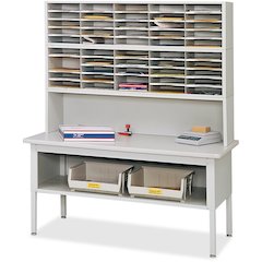 Safco E-Z Sort Sorting Table Base - Rectangle Top - Adjustable Height - 28" to 36" Adjustment - 30" Table Top Length x 60" Table Top Width - Assembly Required - Enamel, Gray - Steel - 1 Each