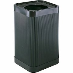 Safco At-Your-Disposal 12" Open Waste Receptacle - 38 gal Capacity - 12" Opening Diameter - 32" Height x 18" Width x 18" Depth - Polyethylene - Black - 1 Each