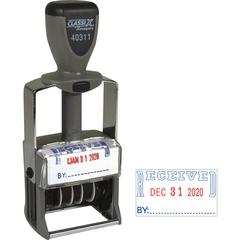 Xstamper Heavy-duty RECEIVED Self-Ink Dater - Message/Date Stamp - "RECEIVED" - Red, Blue - Metal, Plastic Metal - 1 Each