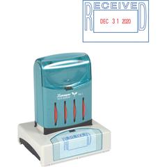 Xstamper VersaDater Pre-inked RECEIVED Date Stamp - Message/Date Stamp - "RECEIVED" - 1.31" Impression Width x 2.12" Impression Length - Blue, Red - Recycled - 1 Each