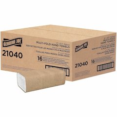 Genuine Joe Paper Towel Multi fold 250 sheets Natural - 1 Ply - Multifold - 9.25" Width x 9.40" Length - embossed design - Natural - Paper, Fiber - 250 Sheets/Pack - 16 / Carton