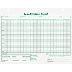 TOPS Daily Employee Attendance Record Form - 50 Sheet(s) - 11" x 8.50" Sheet Size - 3 x Holes - White - White Sheet(s) - Green Print Color - 50 / Pack