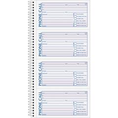 TOPS Carbonless Phone Message Book - Double Sided Sheet - Spiral Bound - 2 Part - Carbonless Copy - 5.50" x 11" Sheet Size - White - Assorted Sheet(s) - Blue, Red Print Color - 1 Each