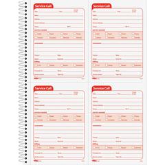 TOPS Service Call 2-part Spiral Message Slip Book - 200 Sheet(s) - Spiral Bound - 2 PartCarbonless Copy - 5.50" x 4" Form Size - 8.25" x 11" Sheet Size - White, Canary - Red Print Color - 1 Each