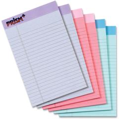 TOPS Prism Plus Legal Pads - Jr.Legal - 50 Sheets - 0.28" Ruled - 16 lb Basis Weight - Jr.Legal - 5" x 8" Sheet Size - Assorted Paper - Perforated, Hard Cover, Rigid, Easy Tear - No - 6 / Pack