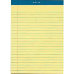 TOPS Letr-Trim Perforated Narrow Ruled Canary Legal Pads - 100 Sheets - Double Stitched - 0.25" Ruled - 16 lb Basis Weight - 8 1/2" x 11 3/4" Sheet Size - Canary Paper - Marble Green Binding - Perfora