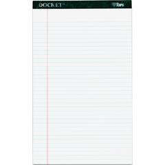 TOPS Docket Letr - Trim Legal Ruled White Legal Pads - Legal - 50 Sheets - Double Stitched - 0.34" Ruled - 16 lb Basis Weight - Legal - 8 1/2" x 14" - White Paper - Marble Green Binding - Perforated, 