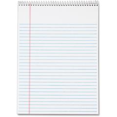 TOPS Docket Wirebound Legal Writing Pads - Letter - 70 Sheets - Wire Bound - 0.34" Ruled - 16 lb Basis Weight - Letter - 8 1/2" x 11" - 11" x 8.5" - White Paper - Perforated, Hard Cover, Stiff-back, S
