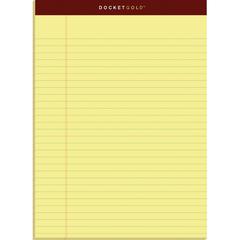 TOPS Docket Gold Legal Pads - Letter - 50 Sheets - Double Stitched - 0.34" Ruled - 20 lb Basis Weight - Letter - 8 1/2" x 11" Sheet Size - Canary Paper - Burgundy Binding - Perforated, Hard Cover, Hea