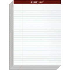 TOPS Docket Gold Legal Ruled White Legal Pads - 50 Sheets - Double Stitched - 0.34" Ruled - 20 lb Basis Weight - 8 1/2" x 11 3/4" Sheet Size - White Paper - Burgundy Binding - Perforated, Hard Cover, 