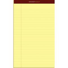 TOPS Docket Gold Legal Pads - Legal - 50 Sheets - Double Stitched - 0.34" Ruled - 20 lb Basis Weight - Legal - 8 1/2" x 14" - Canary Paper - Burgundy Binding - Perforated, Hard Cover, Heavyweight, Res