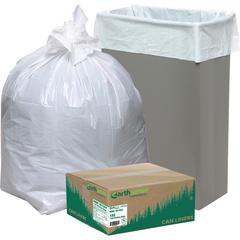 Earthsense Heavy-Duty Reclaim Recycled White Can Liners - Small Size - 13 gal Capacity - 33" Length x 24" Width x 0.87 mil (22 Micron) Thickness - Low Density - White - Plastic - Recycled - 1 Carton