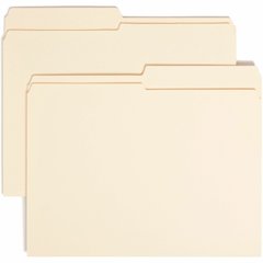 Smead 1/2 Tab Cut Letter Recycled Top Tab File Folder - 8 1/2" x 11" - 3/4" Expansion - Top Tab Location - Assorted Tab Position - 11 pt. - 2 Plys - Manila - Reinforced, Durable, Reinforced Tab, Round