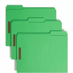 Smead Colored 1/3 Tab Cut Letter Recycled Fastener Folder - 8 1/2" x 11" - 3/4" Expansion - 2 x 2K Fastener - 2" for Folder - Top Tab Location - Assorted Tab Position - 11 pt. - 2 Plys - Green - Reinf