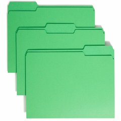 Smead Colored 1/3 Tab Cut Letter Recycled Top Tab File Folder - 8 1/2" x 11" - 3/4" Expansion - Top Tab Location - Assorted Tab Position - 11 pt. - 1 Plys - Green - Rounded Corner - 10% Recycled - 100
