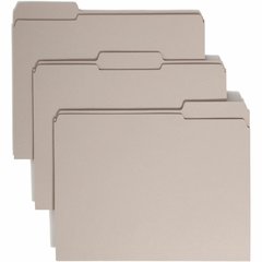 Smead Colored 1/3 Tab Cut Letter Recycled Top Tab File Folder - 8 1/2" x 11" - 3/4" Expansion - Top Tab Location - Assorted Tab Position - 11 pt. - 2 Plys - Gray - 10% Recycled - 100 / Box