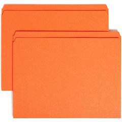 Smead Colored Straight Tab Cut Letter Recycled Top Tab File Folder - 8 1/2" x 11" - 3/4" Expansion - 11 pt. - 2 Plys - Orange - Reinforced Tab - 10% Recycled - 100 / Box