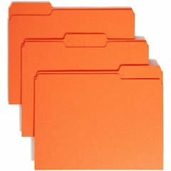 Smead Colored 1/3 Tab Cut Letter Recycled Top Tab File Folder - 8 1/2" x 11" - 3/4" Expansion - Top Tab Location - Assorted Tab Position - 11 pt. - 1 Plys - Orange - Rounded Corner - 10% Recycled - 10