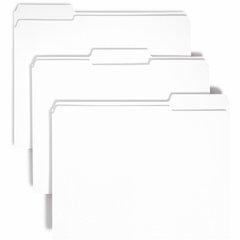 Smead Colored 1/3 Tab Cut Letter Recycled Top Tab File Folder - 8 1/2" x 11" - Top Tab Location - Assorted Tab Position - 11 pt. - 2 Plys - White - 10% Recycled - 100 / Box