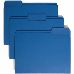 Smead Colored 1/3 Tab Cut Letter Recycled Top Tab File Folder - 8 1/2" x 11" - 3/4" Expansion - Top Tab Location - Assorted Tab Position - 11 pt. - 1 Plys - Navy Blue - Rounded Corner - 10% Recycled -