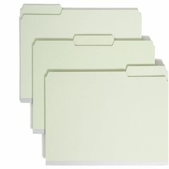 Smead 1/3 Tab Cut Letter Recycled Top Tab File Folder - 8 1/2" x 11" - 2" Expansion - Top Tab Location - Assorted Tab Position - 25 pt. - Pressboard - Gray/Green - Heavy Duty, Rounded Corner, Wear Res