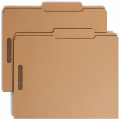Smead 2/5 Tab Cut Letter Recycled Fastener Folder - 8 1/2" x 11" - 3/4" Expansion - 2 x 2K Fastener - 2" for Folder - Top Tab Location - Right of Center Tab Position - 11 pt. - 2 Plys - Kraft - Reinfo