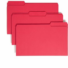 Smead Colored 1/3 Tab Cut Legal Recycled Top Tab File Folder - 8 1/2" x 14" - 3/4" Expansion - Top Tab Location - Assorted Tab Position - 11 pt. - 1 Plys - Red - Rounded Corner - 10% Recycled - 100 / 