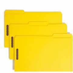 Smead Colored 1/3 Tab Cut Legal Recycled Fastener Folder - 8 1/2" x 14" - 2 x 2K Fastener - 2" for Folder - Top Tab Location - Assorted Tab Position - 11 pt. - 2 Plys - Yellow - Reinforced Tab - 10% R