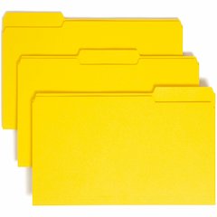 Smead Colored 1/3 Tab Cut Legal Recycled Top Tab File Folder - 8 1/2" x 14" - 3/4" Expansion - Top Tab Location - Assorted Tab Position - 11 pt. - 1 Plys - Vinyl - Yellow - Rounded Corner - 10% Recycl
