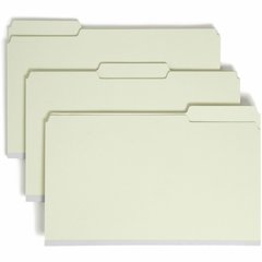 Smead 1/3 Tab Cut Legal Recycled Top Tab File Folder - 8 1/2" x 14" - 2" Expansion - Top Tab Location - Assorted Tab Position - 25 pt. - Pressboard - Gray, Green - Heavy Duty, Rounded Corner, Wear Res