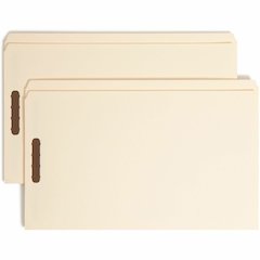 Smead Straight Tab Cut Legal Recycled Fastener Folder - 8 1/2" x 14" - 3/4" Expansion - 2 x 2K Fastener - 2" for Folder - 11 pt. - 2 Plys - Manila - Reinforced Tab - 10% Recycled - 50 / Box