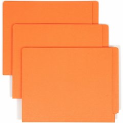 Smead Shelf-Master Straight Tab Cut Letter Recycled End Tab File Folder - 8 1/2" x 11" - 3/4" Expansion - 11 pt. - 2 Plys - Orange - Heavy Duty, Reinforced Tab - 10% Recycled - 100 / Box